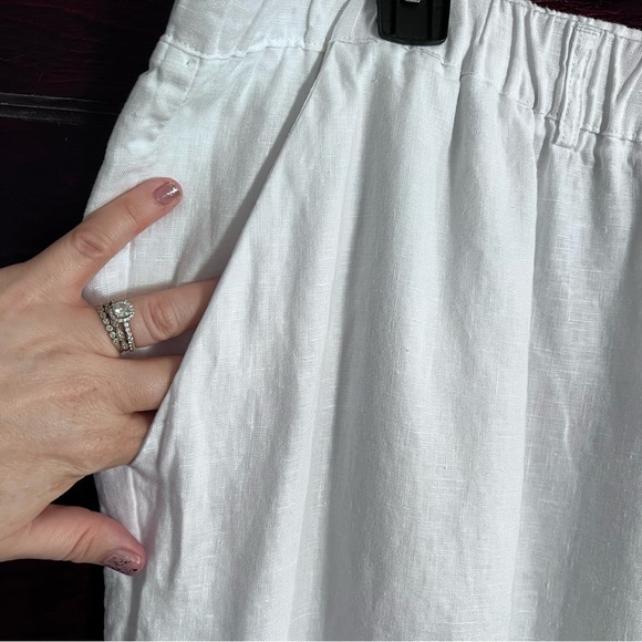 Quince 100% European Linen Pants White Sz X-Large Elastic Waist Relaxed Fit - Picture 6 of 16
